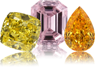 Yellow, pink and orange colored diamonds